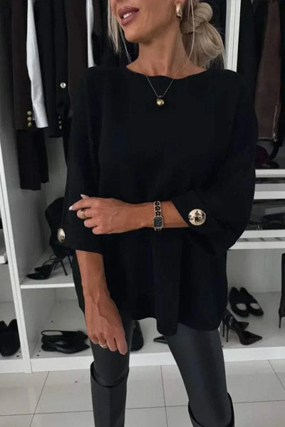 Women's Soft Knit Blouse with Round Neck and Half Sleeves – Comfortable