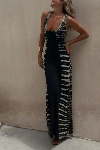 Hanna - Printed maxi dress with elastic back
