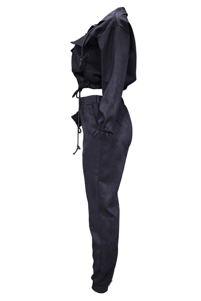 Casual Two Piece Set with Zipper Details and Long Sleeves