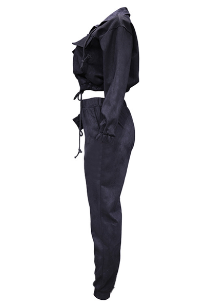 Casual Two Piece Set with Zipper Details and Long Sleeves