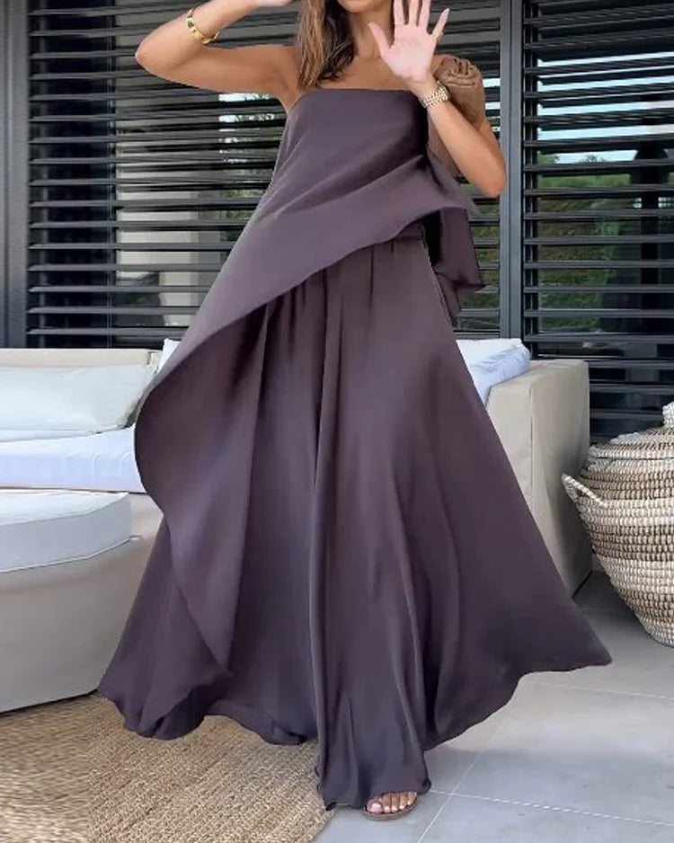 Modern women's set with a full skirt and elegant cape top