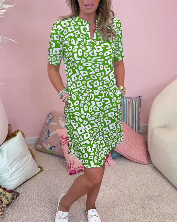 Vickie - Elegant V-Neck Short Sleeve Dress