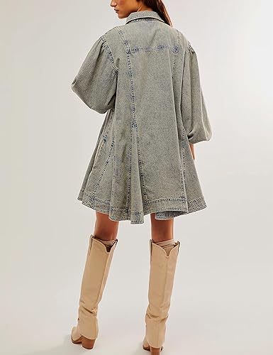 Elegant long dress with voluminous sleeves for women