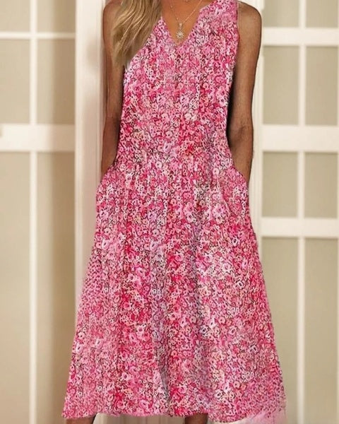 Lucia - Floral Maxi Dress with V-Neck and Loose Fit