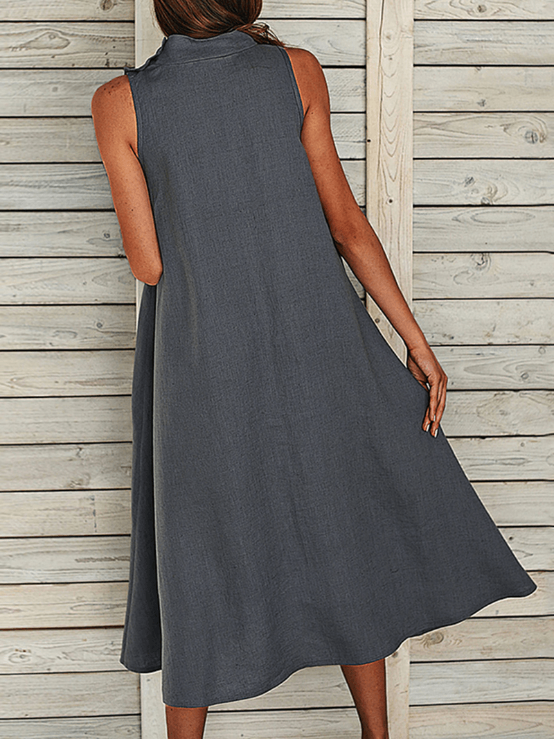Alba - Women's Plus Size Loose Casual Dress with Solid Side Pockets - Comfortable and Elegant