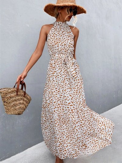 Irene - Bestselling strapless jumpsuit dress with a wave-dot print neckline