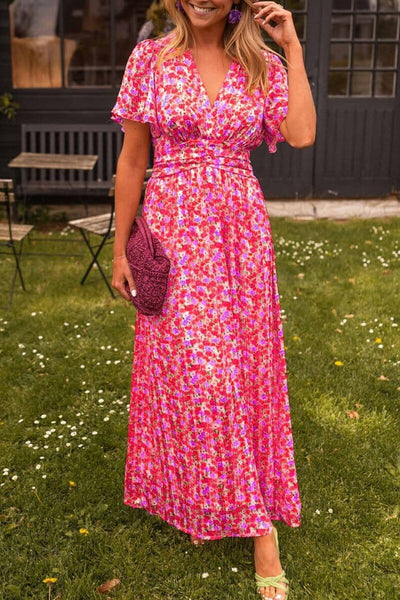 Elegant V-neck long dress for women summer party