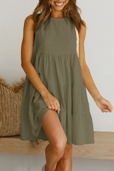 Emma - Fashion Casual Solid Patchwork Round Neck Princess Dresses