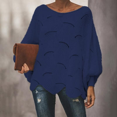 Laura - Loose Bohemian Sweater with Cropped Batwing Sleeve
