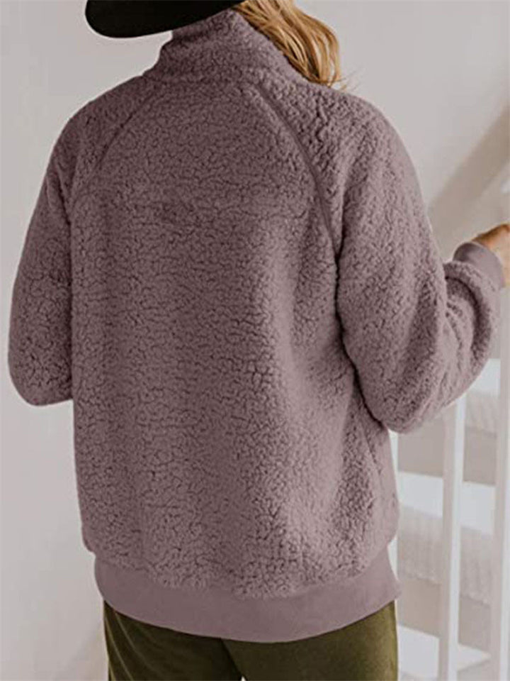 Warm and soft jacket without hood for greater comfort