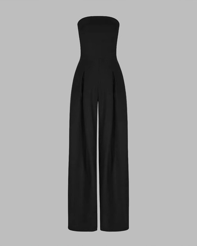 Elegant strapless evening jumpsuit with wide-legged trousers for events and parties