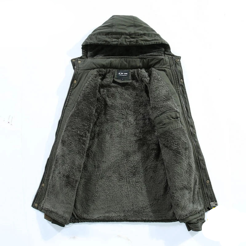 Modern and Warm Men's Jacket with Deep Hood - Perfect for Everyday Wear