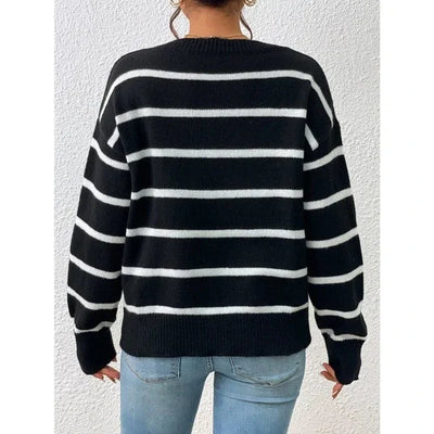 Minimalist striped V-neck sweater