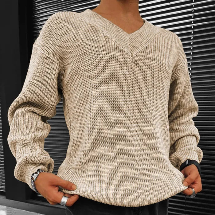 Men's Casual V-Neck Long-Sleeved Sweater
