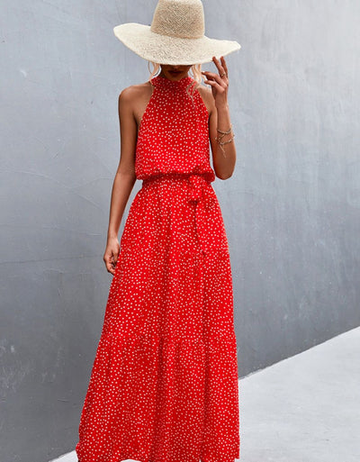 Sleeveless dress with summer print