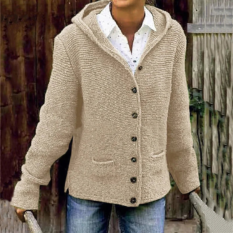 Classic hooded cardigan with double pockets