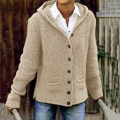 Classic hooded cardigan with double pockets