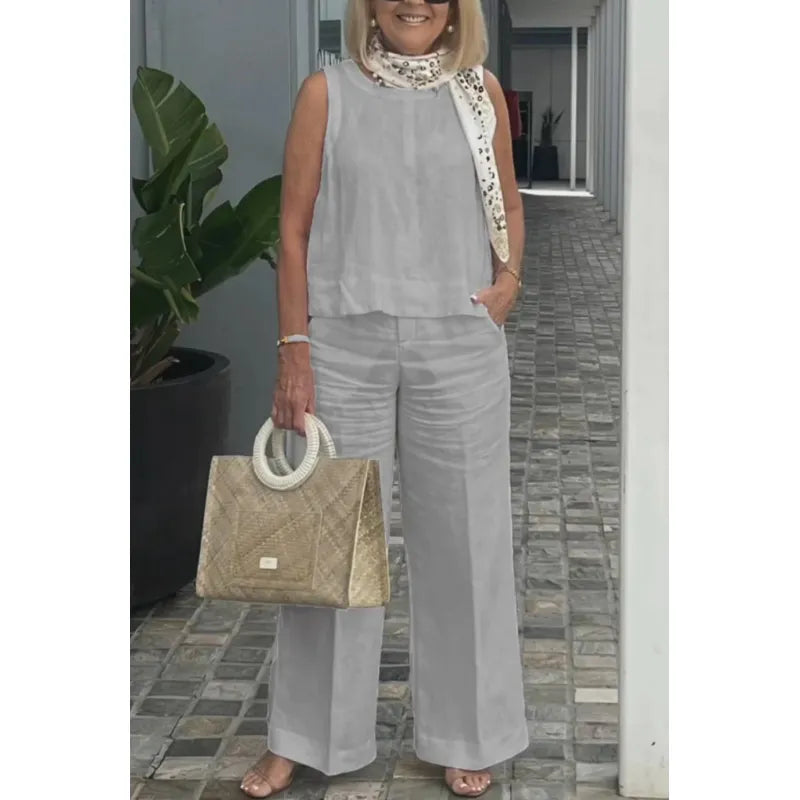 Yasmin - Casual two-piece solid color set