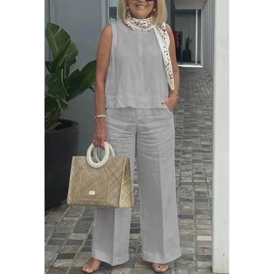 Yasmin - Casual two-piece solid color set