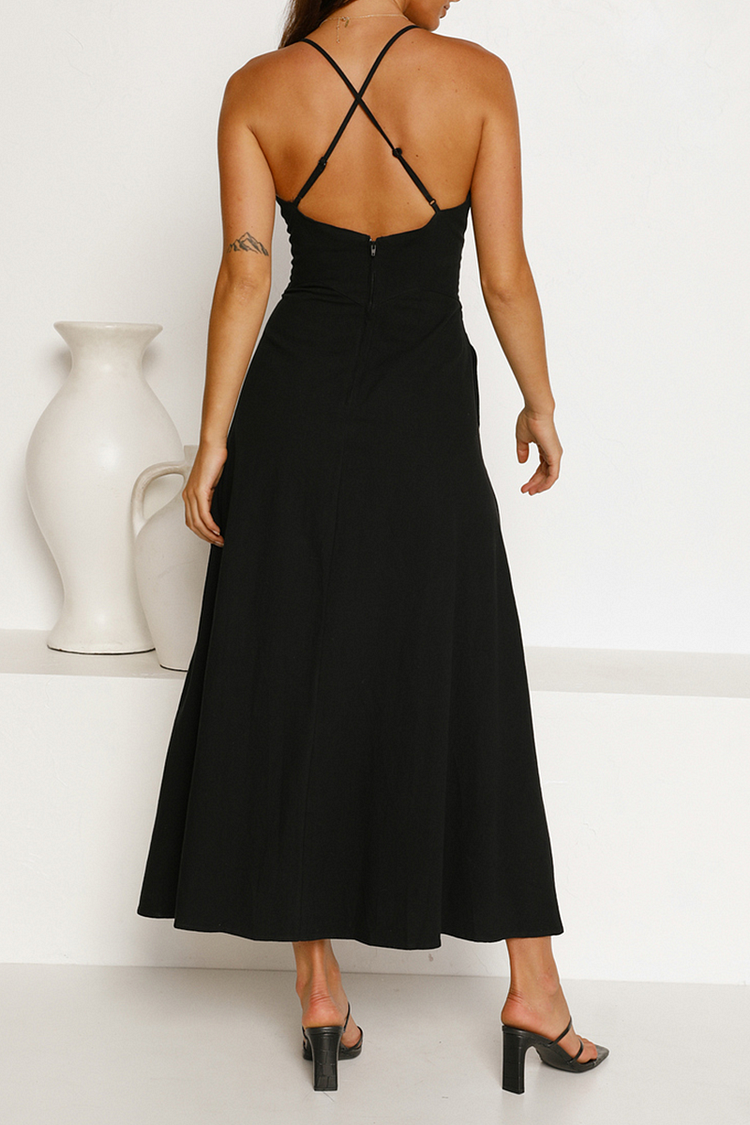 Gina - Open Back Maxi Dress with V-Neckline