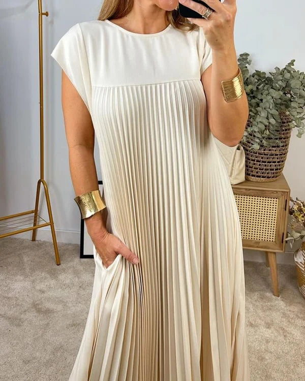 Linda - Women's Simple Solid Color Pleated Dress