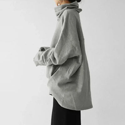 Linda - Casual solid color turtleneck sweater with long sleeves