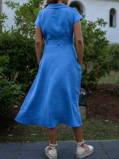 Carolina - Women's casual dress with two pockets and plain lapel
