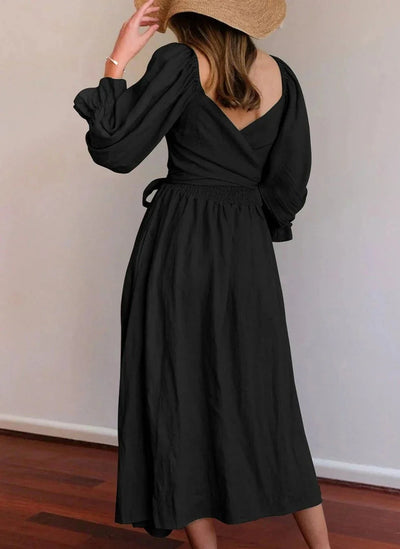 Evelyn - Elegant A-line Dresses with Square Neck and Solid Ruffles