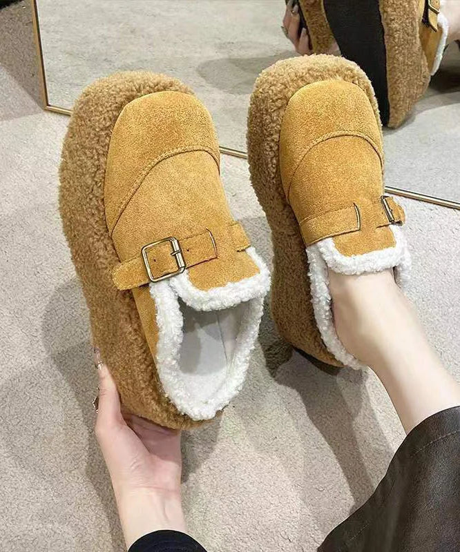 Beige Sneakers with Warm Lining and Platform Heel