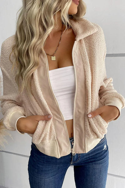 Coat with Collar and Zipper Pockets