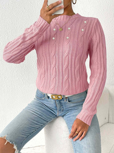 Exquisite sweater with braids and decorative beads
