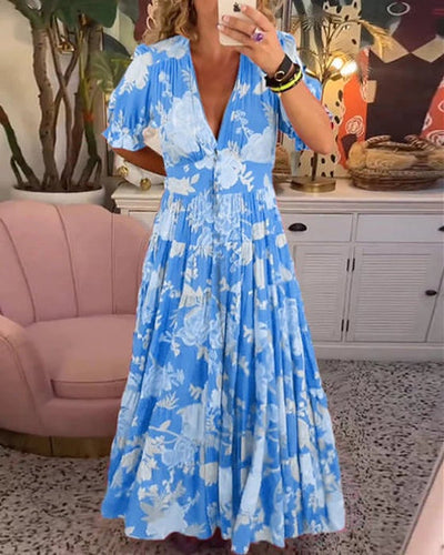 Ania - V-neck dress with floral print