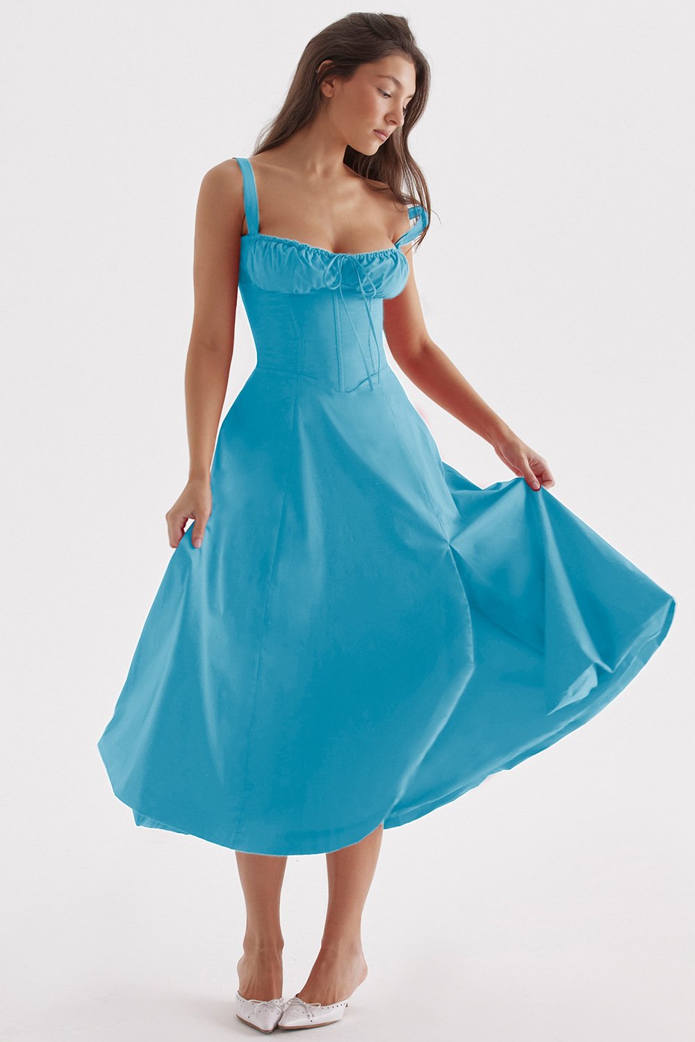 Mireia - Floral strap dress with cinched waist
