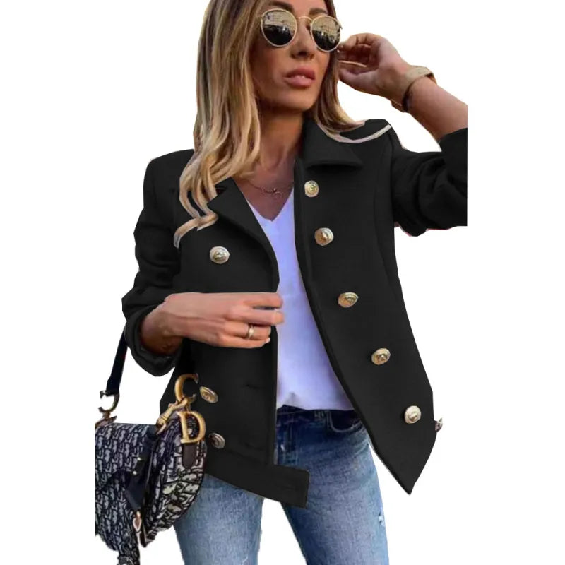 Elegant long jacket with button closure