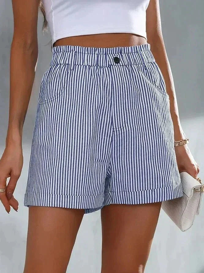 Mila - Casual Loose Striped Print Short Pants