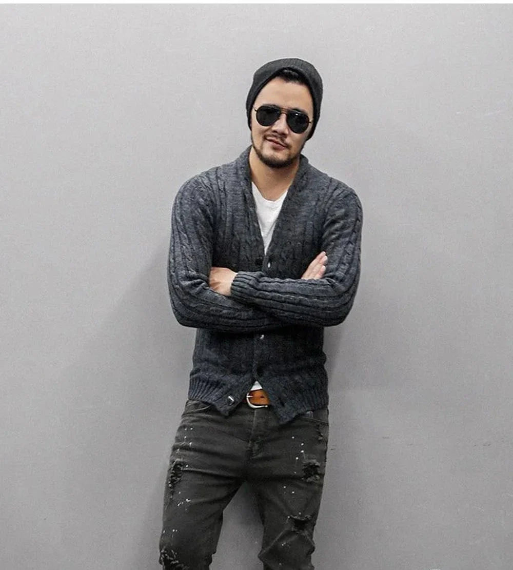 Stylish Men's Long Sleeve Cardigan Sweater Jacket