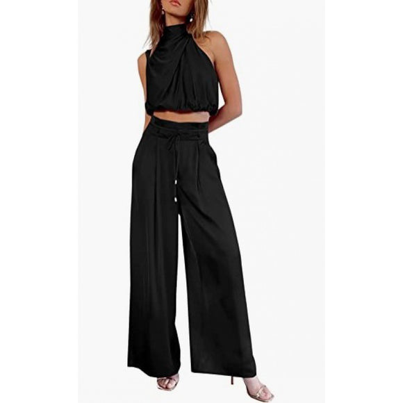 Women's summer set with sleeveless top and wide-legged pants