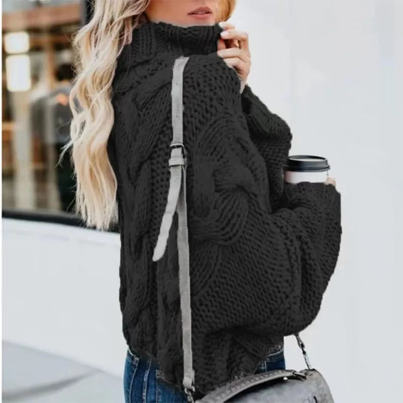Mireia - Sweet and elegant solid half turtleneck sweater