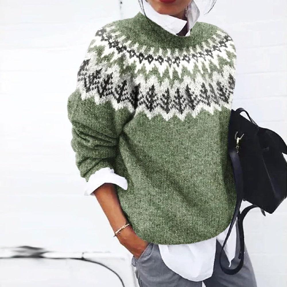 Julia - Long-sleeved sweater with green print