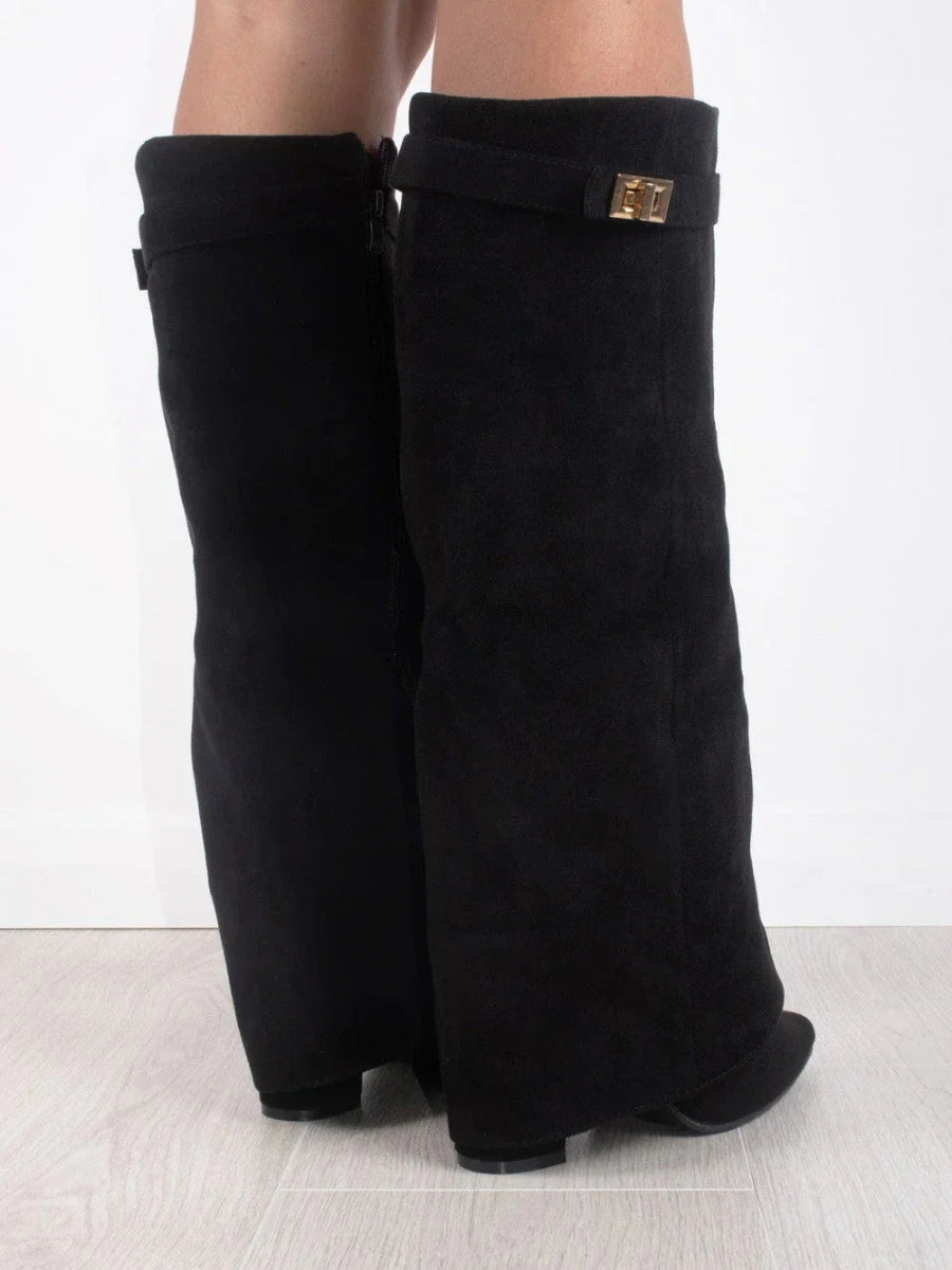 Elegant and comfortable high boots with hidden heel and modern design