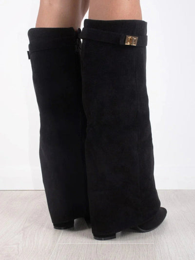 Elegant and comfortable high boots with hidden heel and modern design