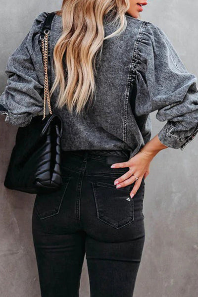 Solid Color Turn-Down Collar Streetwear Jacket