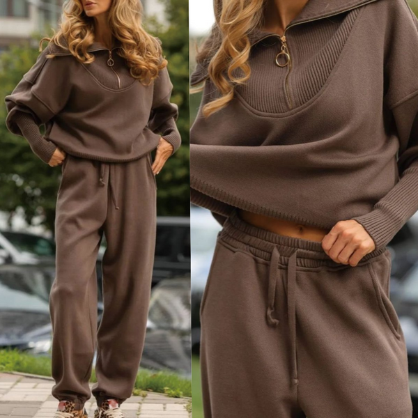 Two-Piece Set: Half-Zip Sweatshirt and Sweatpants