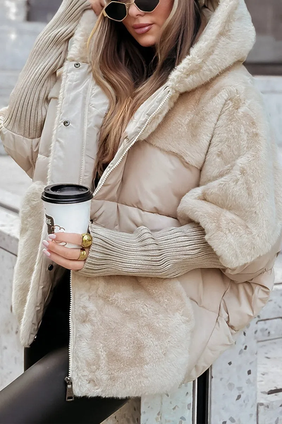 Women's Multicolor Hooded Thermal Jacket – Warm and Modern