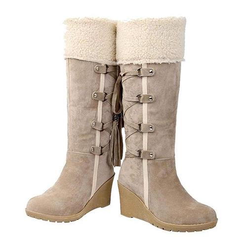 Warm Wedge Heel Tall Snow Boots for Cold Days