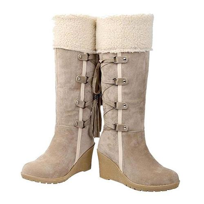 Warm Wedge Heel Tall Snow Boots for Cold Days