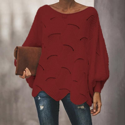 Laura - Loose Bohemian Sweater with Cropped Batwing Sleeve