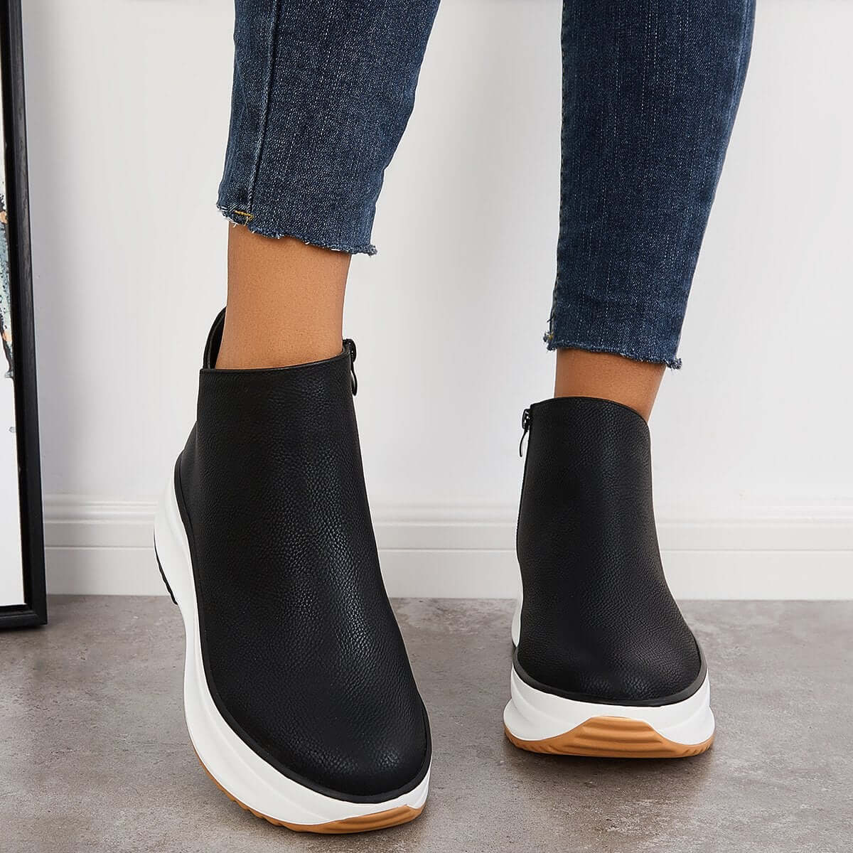 Wedge Sneakers with Non-Slip Platform and Ankle Design