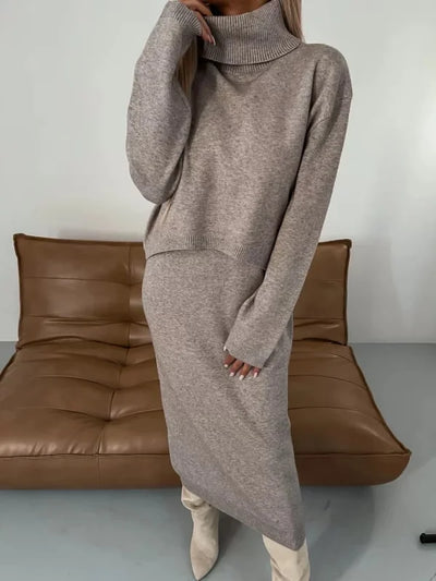 Turtleneck sweater and dress set