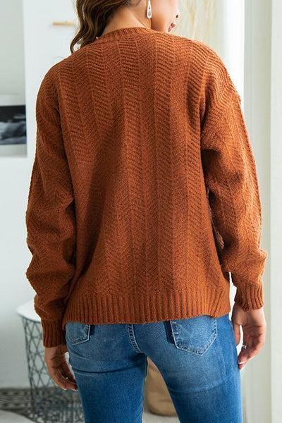 Casual Knit Cardigan - Lightweight Fabric, Loose Fit, Long Sleeve for Everyday Wear